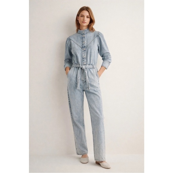 Mng Jeans Pants - MNG Denim Jumpsuit Women's XS  Button/Zip Western Concert Bachelorette